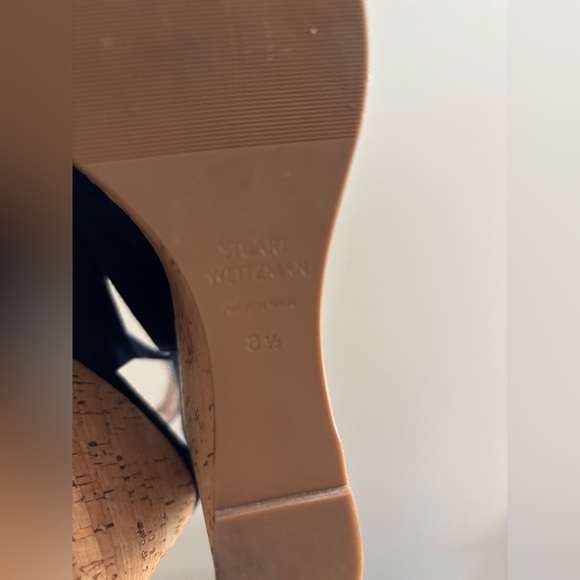 Stuart Weitzman Jean Suede Slingback Wedge Sandals size 8 1/2 Blue - Picture 8 of 12